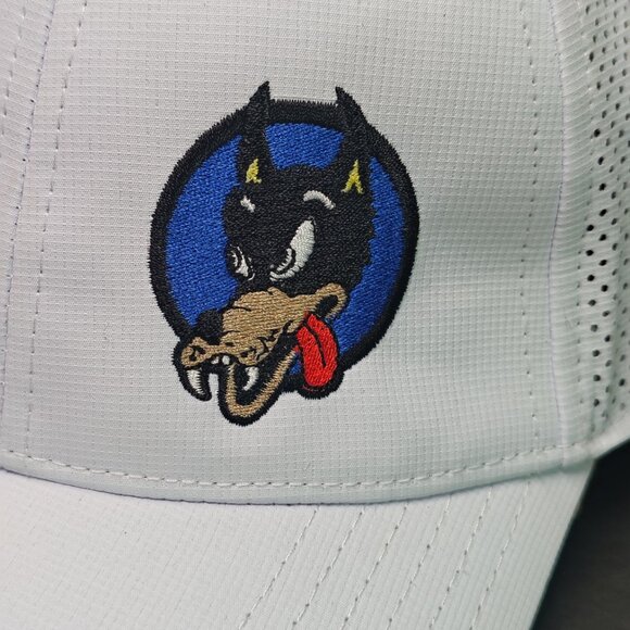 Outdoor Cap Hat Snap Back White Breathable Mesh Wicking Embroidered Dog Logo - Picture 2 of 10